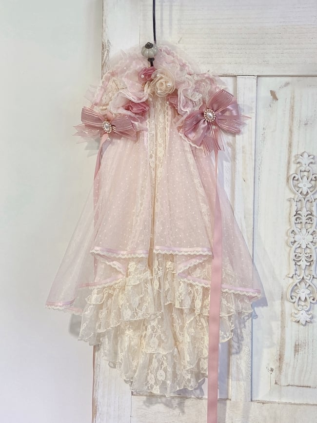 Hairband with Veil and Accents Flower Bead Lolita