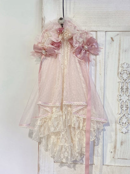 Hairband with Veil and Accents Flower Bead Lolita