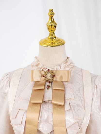 Pattern Sleeves Long Shorts Striped Champagne + Neckline Overall Ouji Outfit Lolita Prince Ruffle Shirt