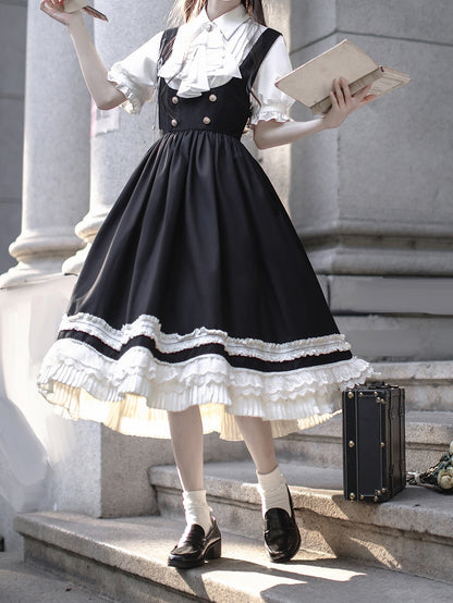 Puff Sleeves Blouse with Pleating Details White