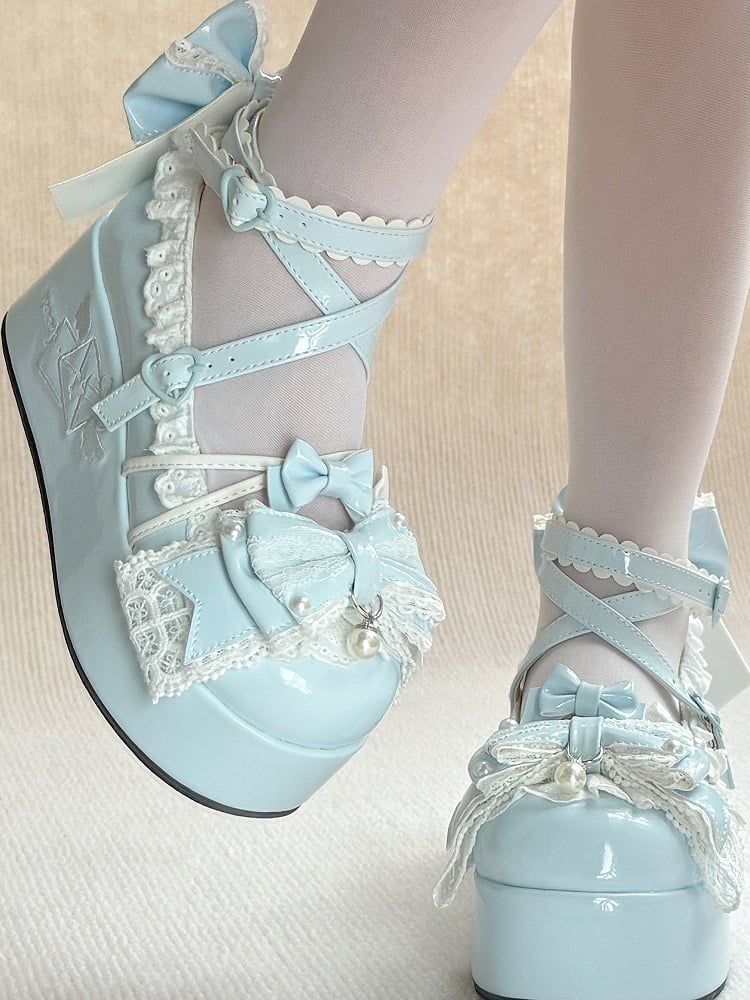 Blue Janes Platform Details Lolita Mary PU - Bead Sweet