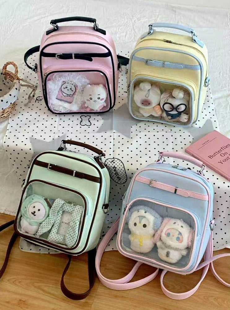 Backpacks Otaku Style Colorblocked Shoulder Bag with Doll Decoration - Lily Candy