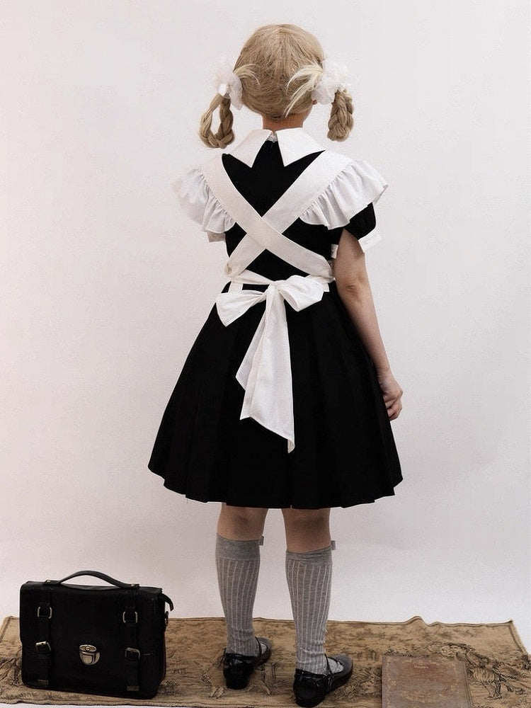 Maid White Lolita Apron Ruffled with Trim