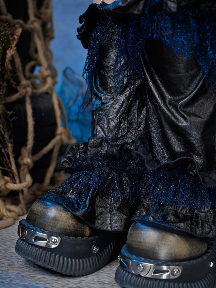 Leg with Lace and Mesh Details Warmers Punk