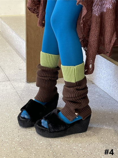 8 Color Options Button Split Knitted Leg Warmers