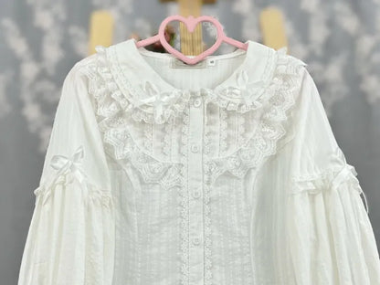 L ブラウス 長袖 コットン パン ホワイト ピーター 98CM 襟 バスト クリアランスサイズ