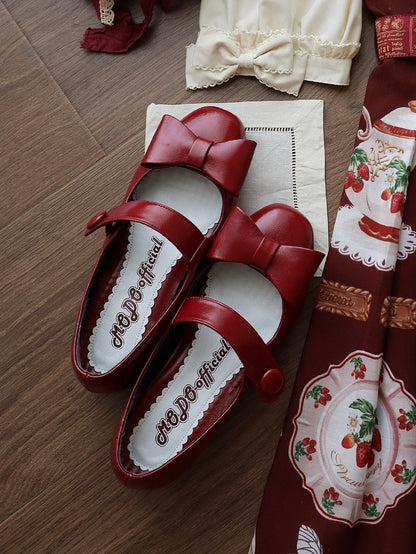 Lolita Bow Design Low-heel Red Fit Slip-in Mary Classic Top at Janes