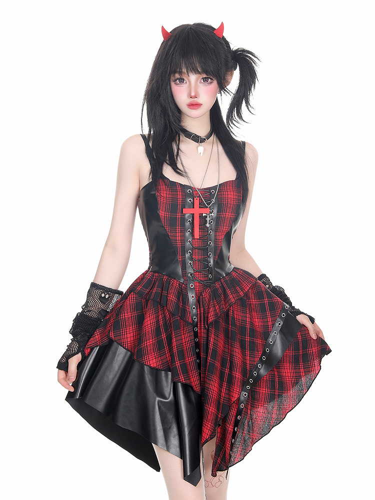 Red Rock Dress Patchwork Cami Punk with