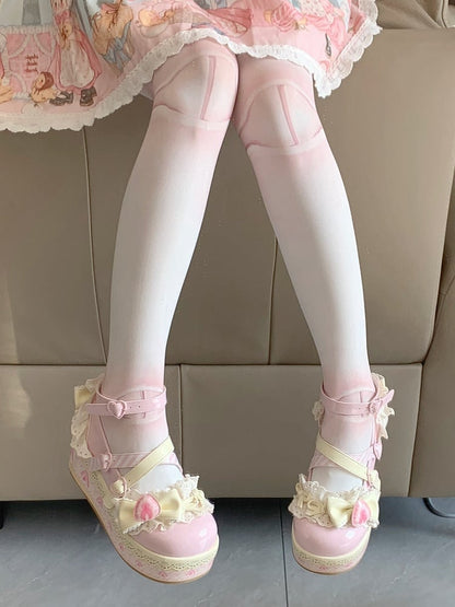 Strawberry Shoes Sweet Lolita Pink Cake Jane Mary Platform Cheese