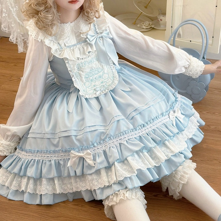 Cake Teddy und Lolita Stickerei Kleid Mieder Sweet Blue