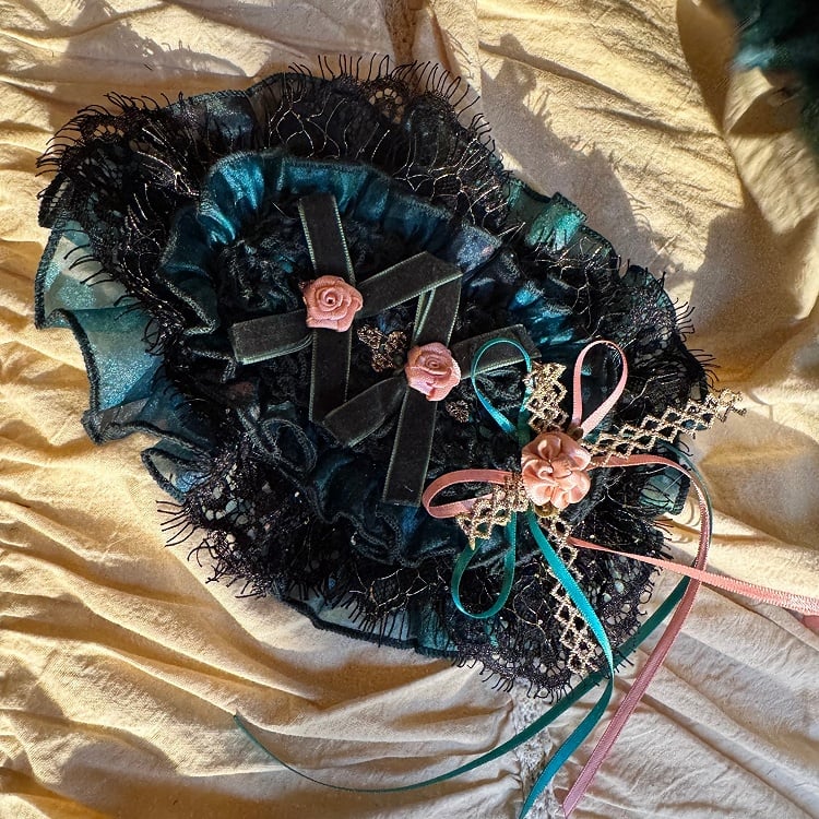 Grüne Haarspange mit Blumenmuster