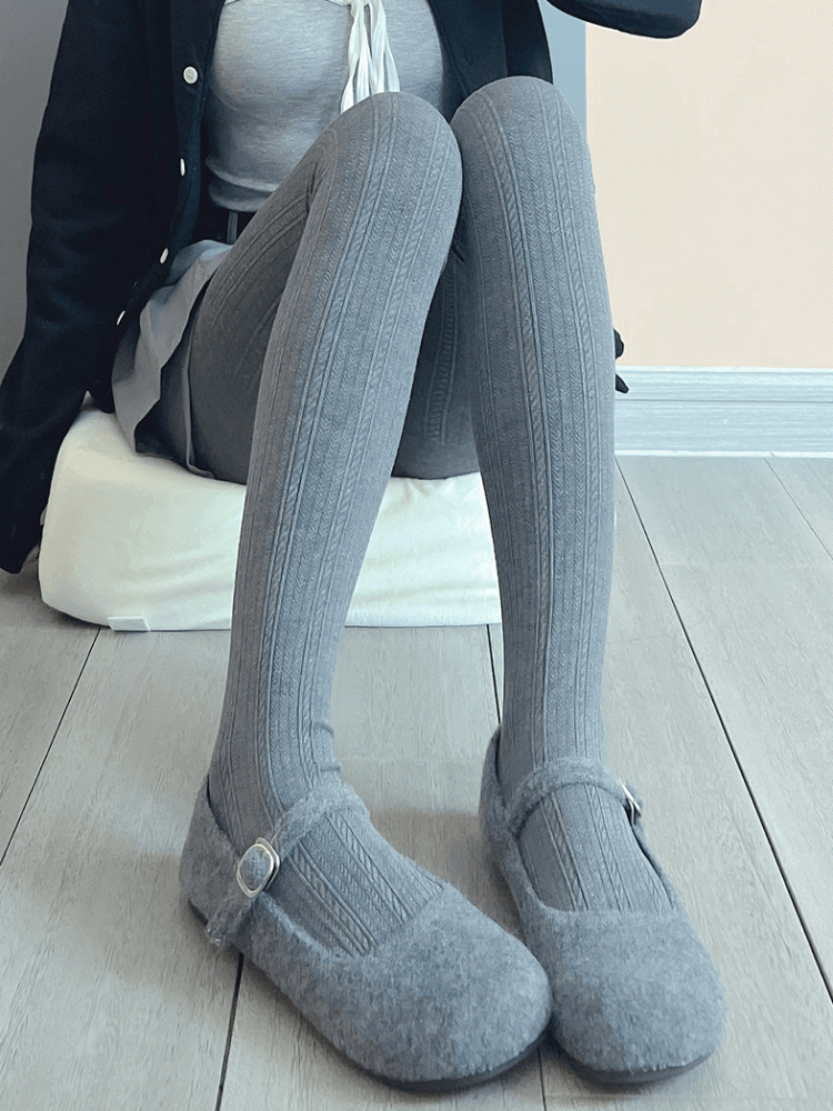 ライトグレー/ダークグレー/アプリコットタイツ