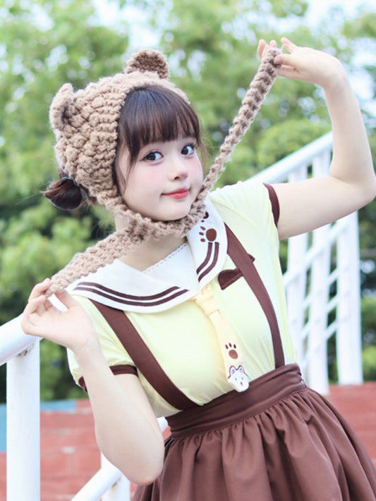 Yellow Sailor Collar Tie Design T-Shirt