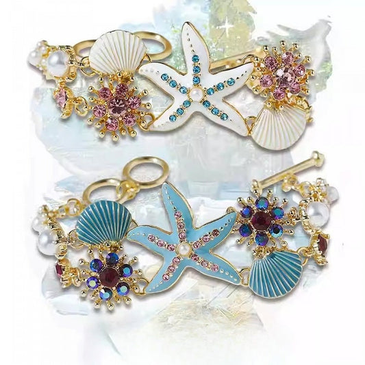 Seestern Verzierte Optionen Strass Bittersüße Muschel 4 und Armband/Halskette Y2K