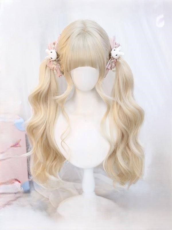 2 Options Light Bangs Long With Beige Wavy Wig 70-75CM