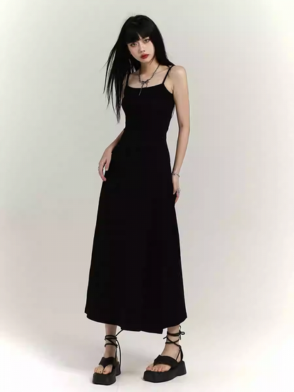 Gray/Black Ankle Length Glamorous Slim-fitting Cami Dress