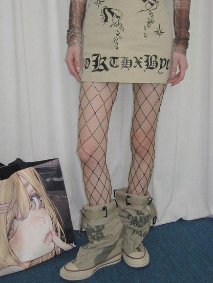 Fishnet Multi-Color Star Details Tights Black/Nude