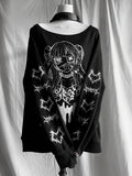 Dark Sweatshirt Style Jirai Kei Girl Oversized Printed