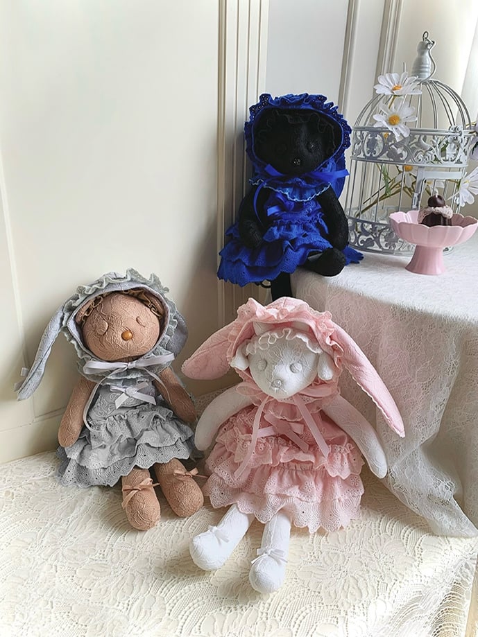 Pink Rosette and Bowknot Dress + Bunny Ears Hat