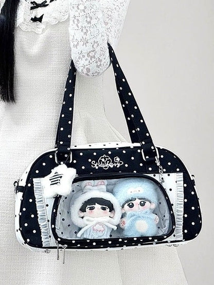 Monochrome Polka Dot Large Ita Crossbody Bag