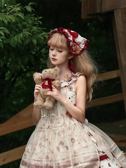 Embroidery Lolita Headscarf Available in Patch colors with 3 Biscuit