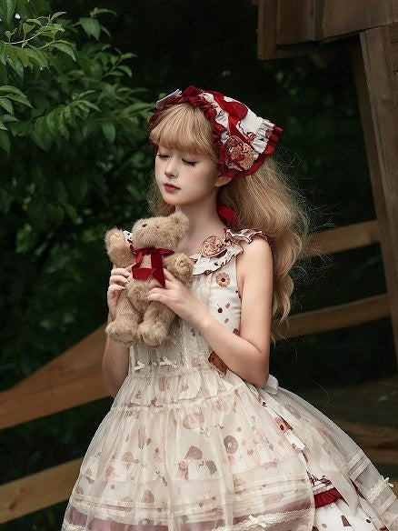 Embroidery Lolita Headscarf Available in Patch colors with 3 Biscuit