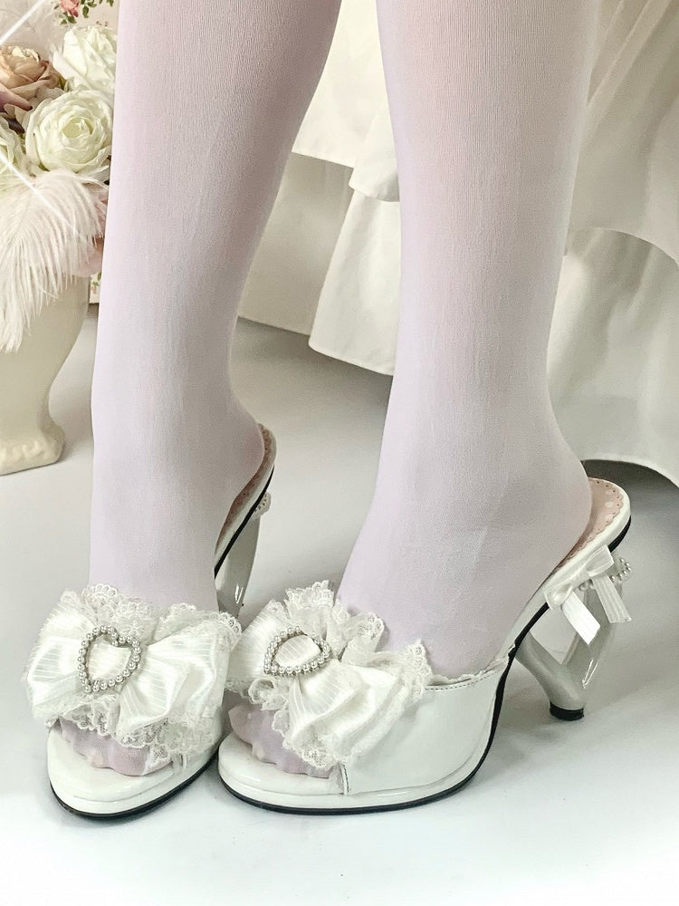 White Slingback - High Princess Style Heels Featuring Design