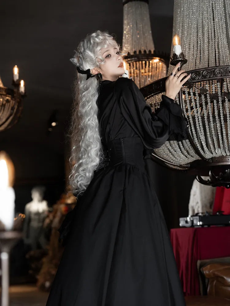 Black Aristocrat Gothic Lolita Swallow Tail Long Sleeves Shirt