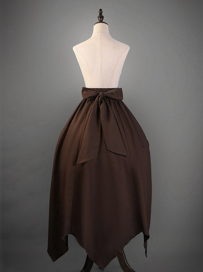ブラウンコルセットベルトハイウエストスチームパンクロリータドローストリングスカート