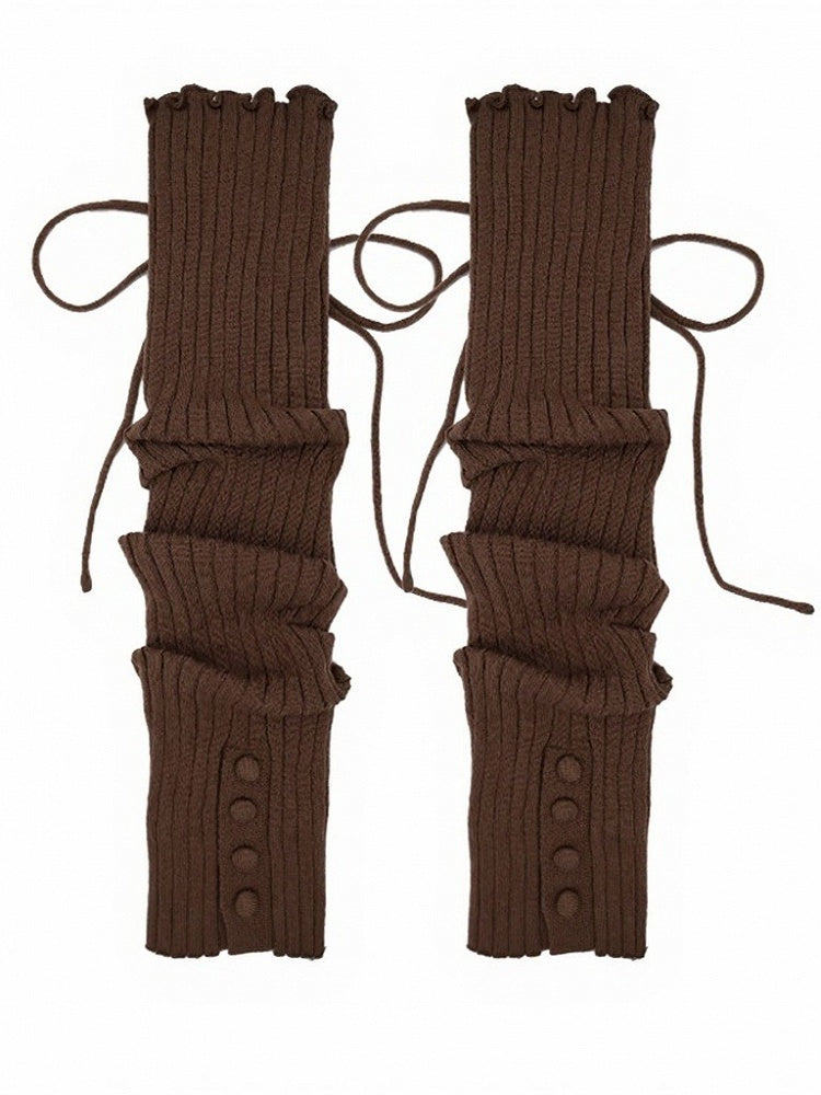 4-Color Ruffle Leg Warmers with Bow and Button Decorations - ModaSwings