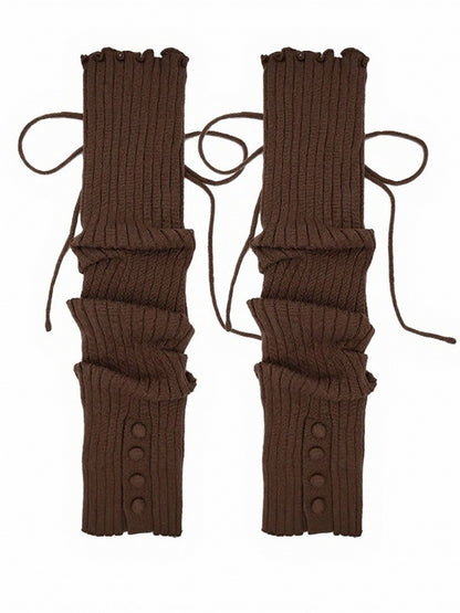 4-Color Ruffle Leg Warmers with Bow and Button Decorations - ModaSwings