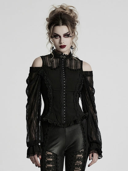 Sleeve Swing Shirt Black Goth