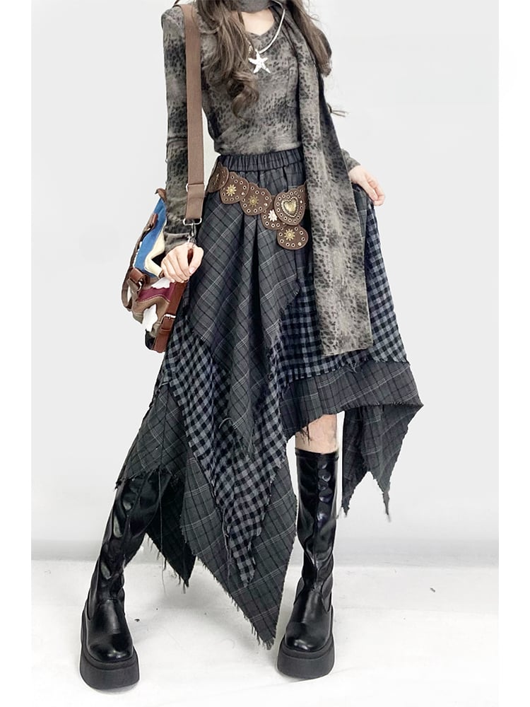 Handkerchief Hem Gray Wasteland Punk Skirt
