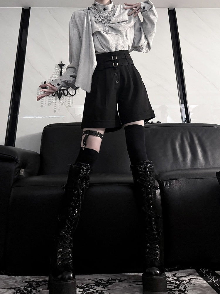 Ouji Style Short Pants with Double Waist Straps - Aont