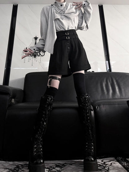 Ouji Style Short Pants with Double Waist Straps - Aont