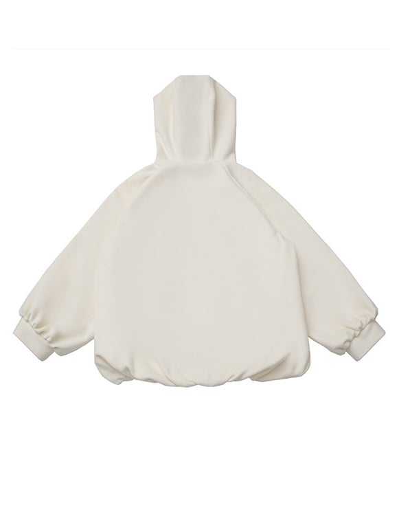 Toggle Button with Hem - Apple White Hooded Bubble Closure Jacket Brooch