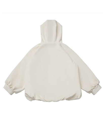 Toggle Button with Hem - Apple White Hooded Bubble Closure Jacket Brooch
