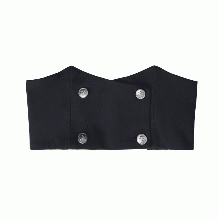 Black Double-Breasted Corset Belt with Silver-Tone Buttons