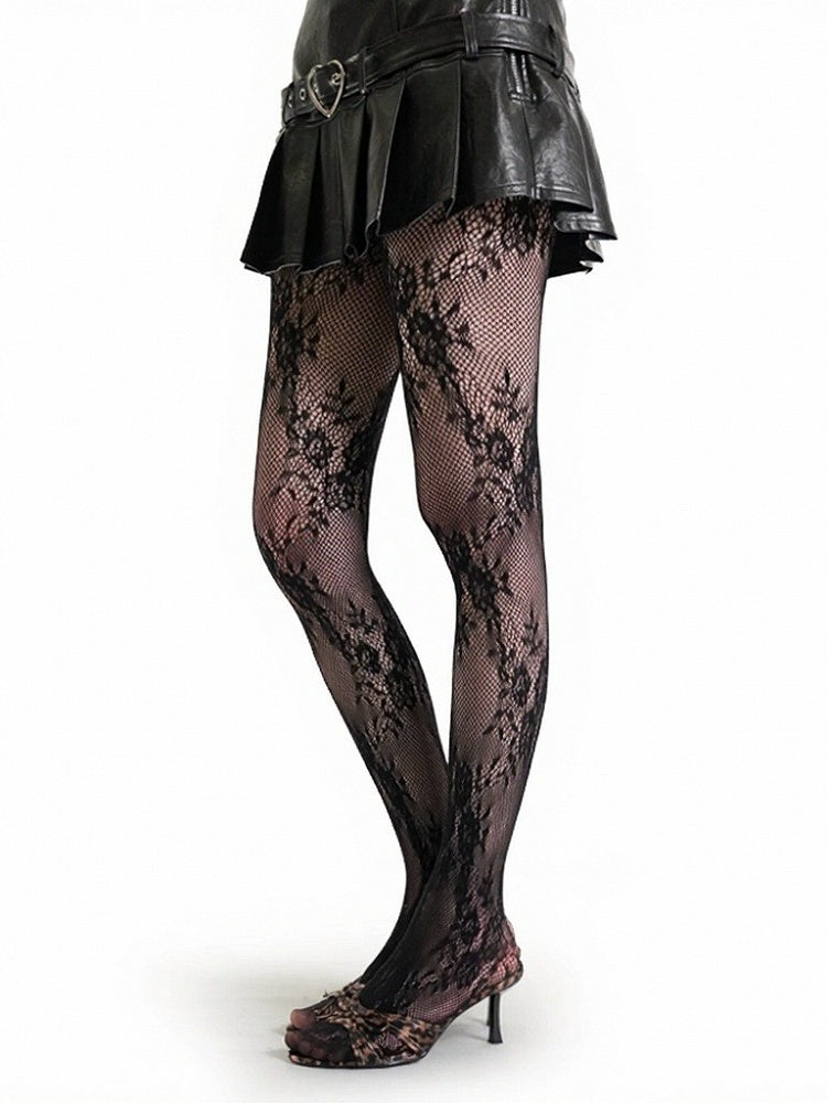 5-Color Mesh Sheer Tights with Floral Pattern - ModaSwings