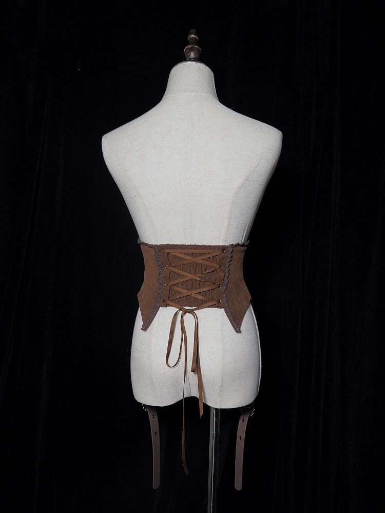 Buckle with Coffee Corset Two Belts Belt