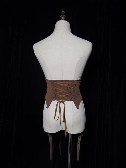 Buckle with Coffee Corset Two Belts Belt