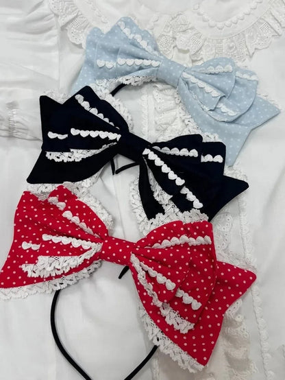 ブルーKCリボン / ブラックポルカピンクレッドドット