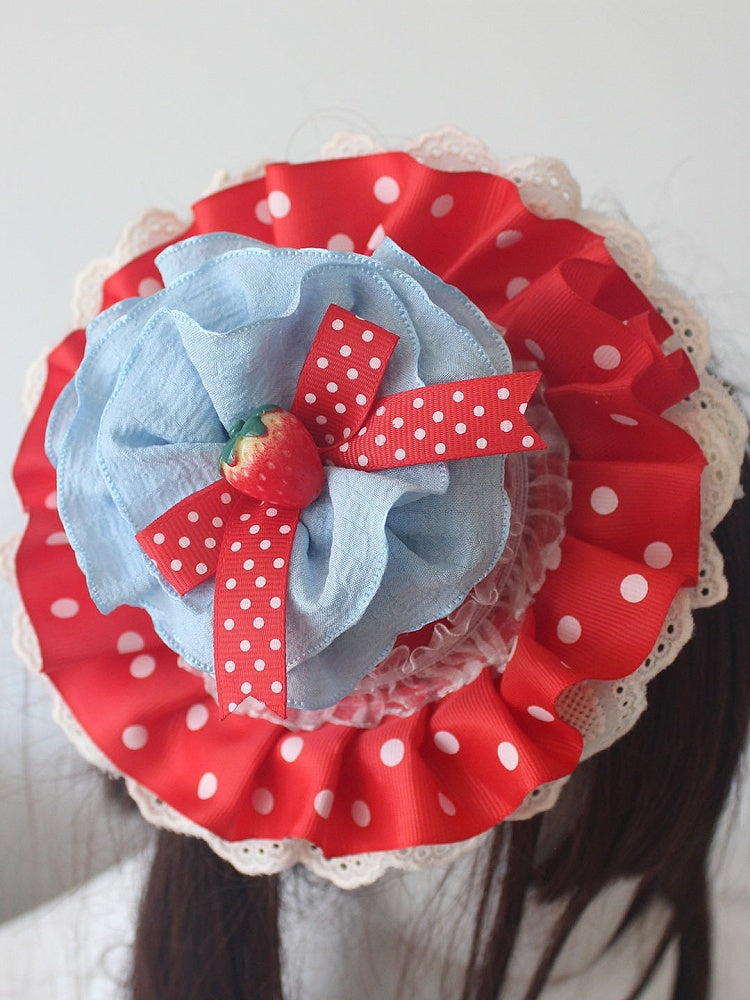 Polka-dot Red Hat Mini Decorated Pattern Strawberry