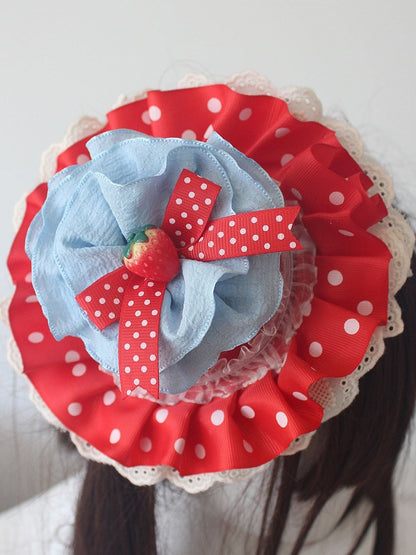 Polka-dot Red Hat Mini Decorated Pattern Strawberry