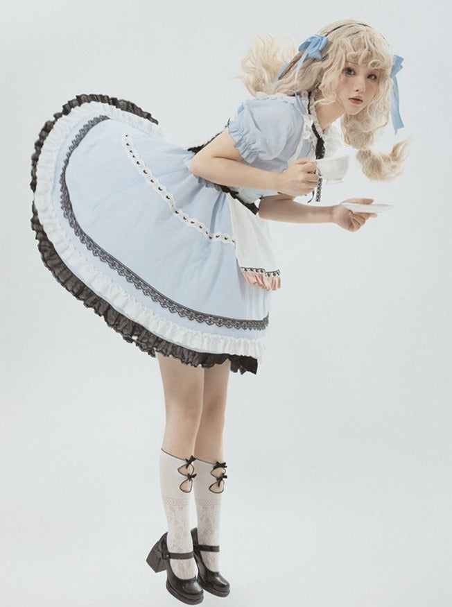 Schürze Mädchen Süßes Kleid Karo + Hase