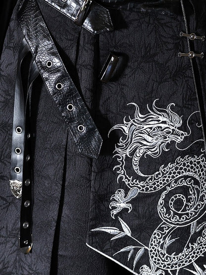 Dragon-Embroidered Han Ensemble with Corset & Trousers - Unknown Star