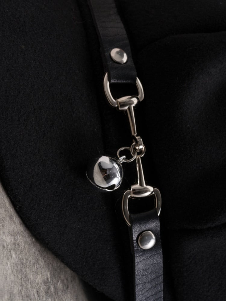 Gothic Hat Cat Black Buckle Design Ear Charm Beret Bell