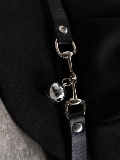 Gothic Hat Cat Black Buckle Design Ear Charm Beret Bell