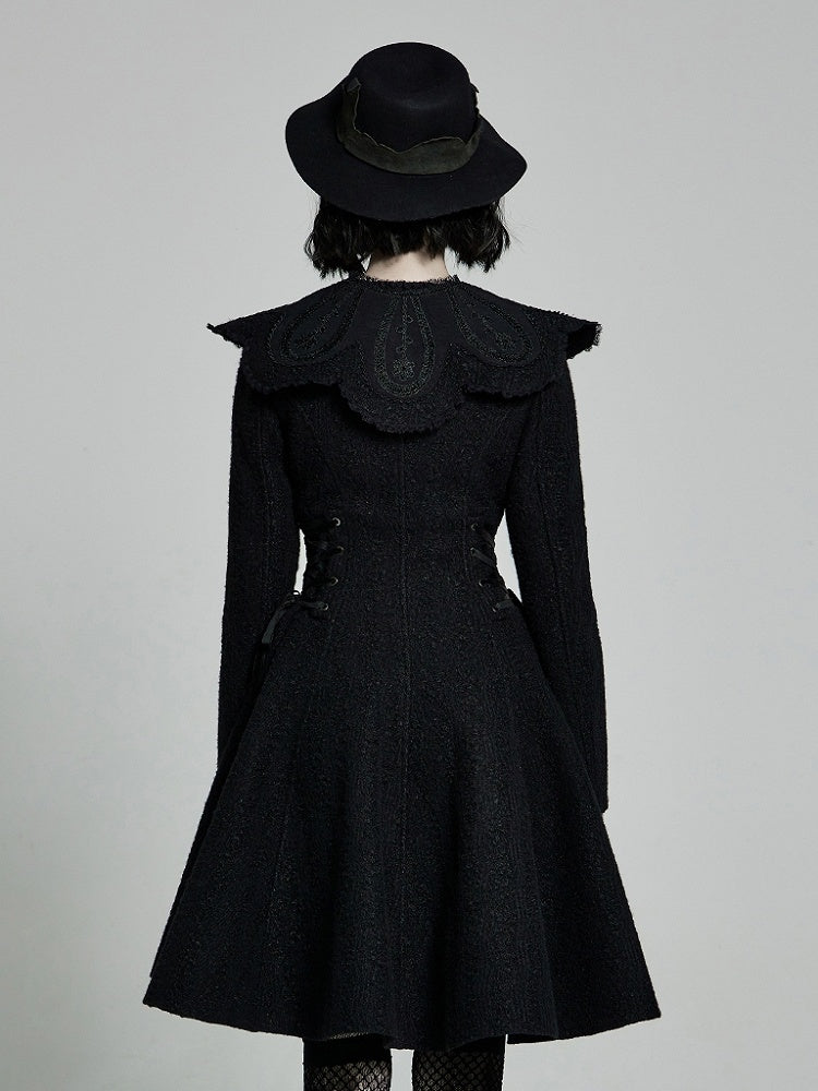 Goth Coat Black Woollen