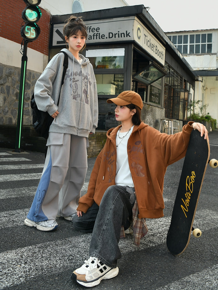 Zootopia Judy und Nick Print Brauner Reißverschluss-Hoodie